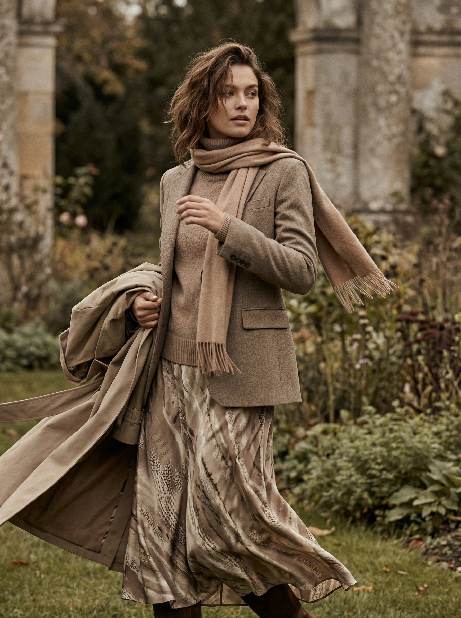 Beige coat outdoor