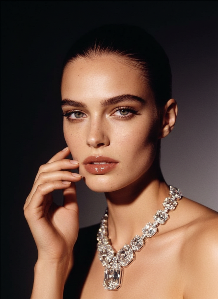 Diamond statement necklace portrait