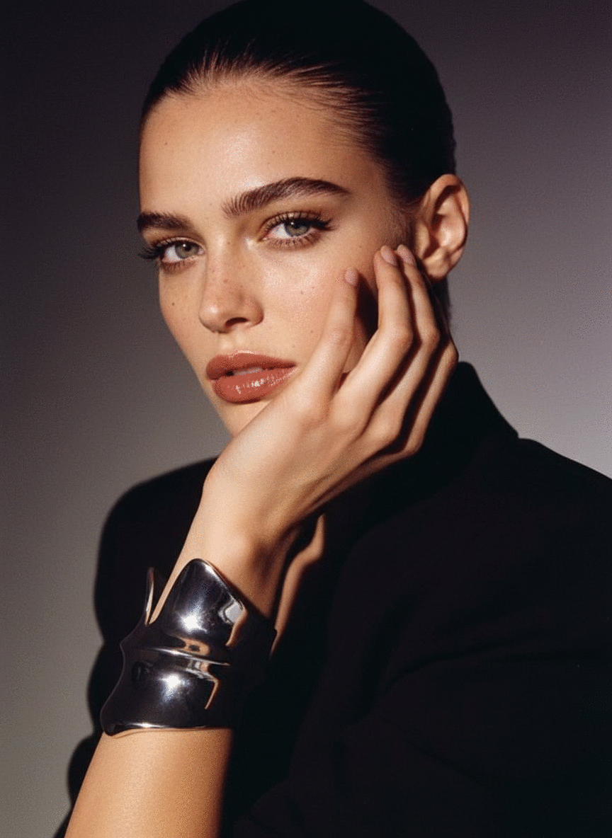 Black cuff bracelet portrait