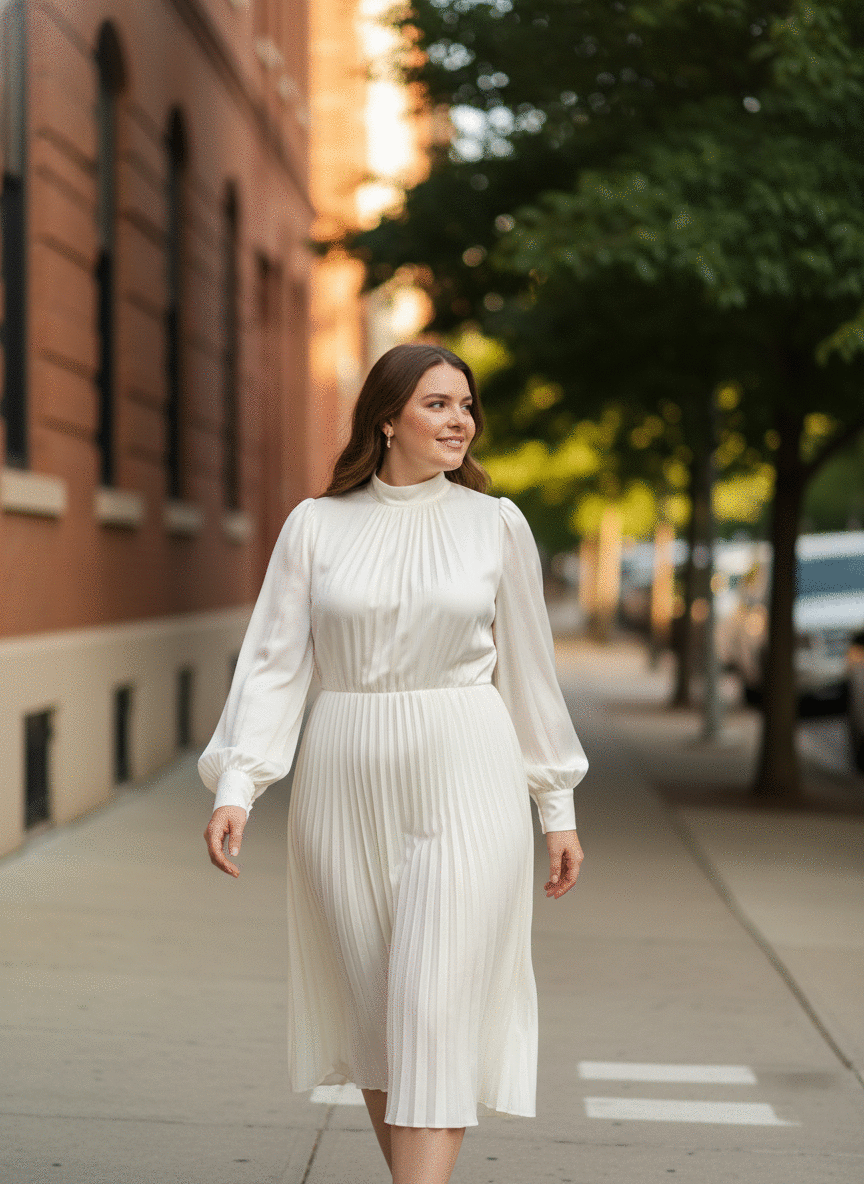 White pleated dress
